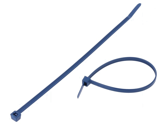 Kabelbinder; met metaal; L: 200mm; W: 4,6mm; polyamide; 225N; blauw Kabelbinder; met metaal; L: 200mm; W: 4,6mm; polyamide; 225N; blauw